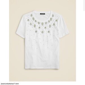 J.Crew Jewel-Embellished White T-Shirt